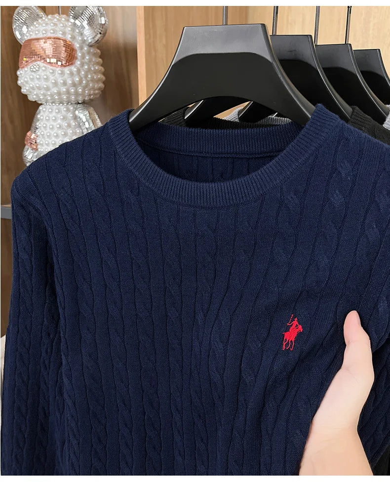 Luxury pony embroidery designer brand sweater men's new fashion unique jacquard comfort Paul casual knitted round neck pullover