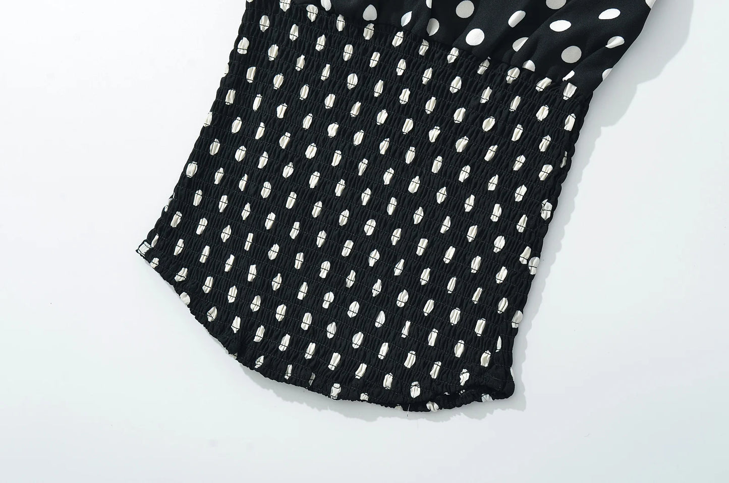 2025 Sexy Black White Polka Dot Halter Tank Top + Tie Bow Sashes Elastic Waist Ruched Ball Gown BUD Mini Skirt 2 Pieces 1 Set