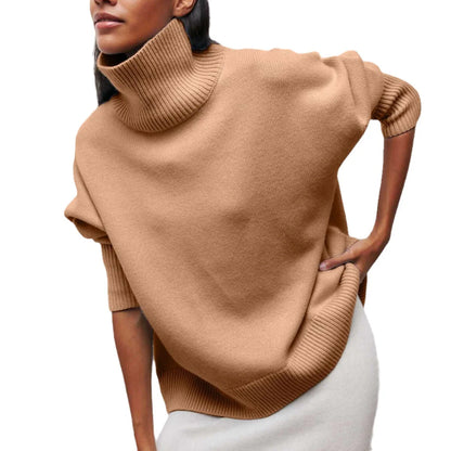 Original Light Luxury O-neck Knit Sweater Autumn And Winter Women's Elegant Loose Mock Neck Solid Color Warm Outerwear Sweater