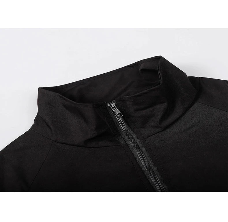 Reflective Striped Jacket Windbreaker Coat 2024 Men Hip Hop Streetwear Zipper Up Jacket Harajuku Thin Coats Sports Black Blue