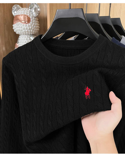 Luxury pony embroidery designer brand sweater men's new fashion unique jacquard comfort Paul casual knitted round neck pullover