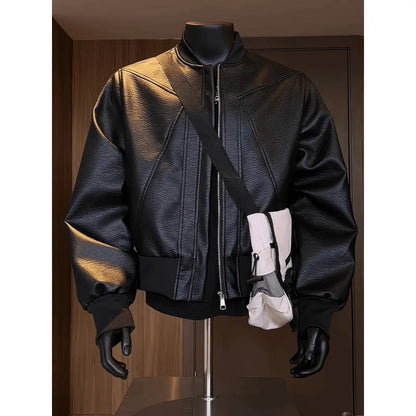 Men Coats Faux Leather Jackets Turn Down Collar Pu Coat Work Streetwear Jacket Zipper Outerwear Casual Regular 2026 Autumn