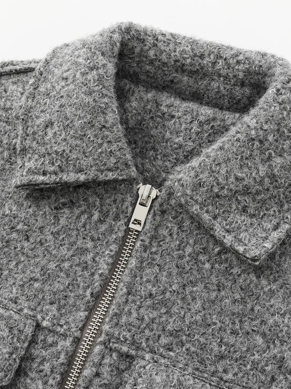 XNWMNZ 2024 Women's Fashion Autumn/Winter crop jacket Women Retro lapel neck long sleeve flaps patch pockets zipper female coat