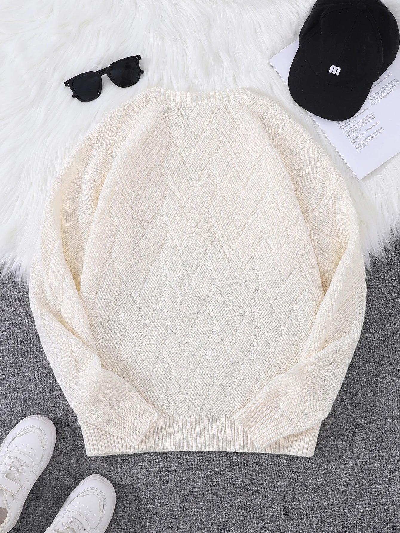 New Japanese-Style Round-Neck Couple's Sweater, Plain Knit, Casual Versatile Trendy Men's Long-Sleeve Sweater Top