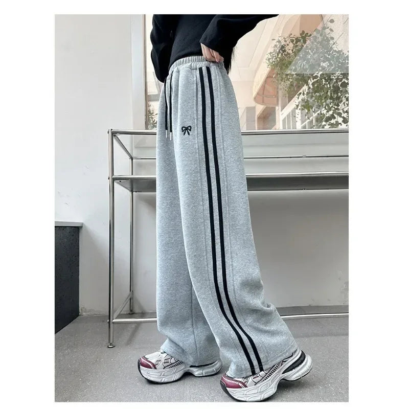 RAISE YOUNG 4-14Y Girls Sweatpant Side Striped Junior Girl Sports Pant Elastic Waist School Girl Straight Pant Dog Print Trouser