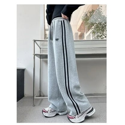 RAISE YOUNG 4-14Y Girls Sweatpant Side Striped Junior Girl Sports Pant Elastic Waist School Girl Straight Pant Dog Print Trouser