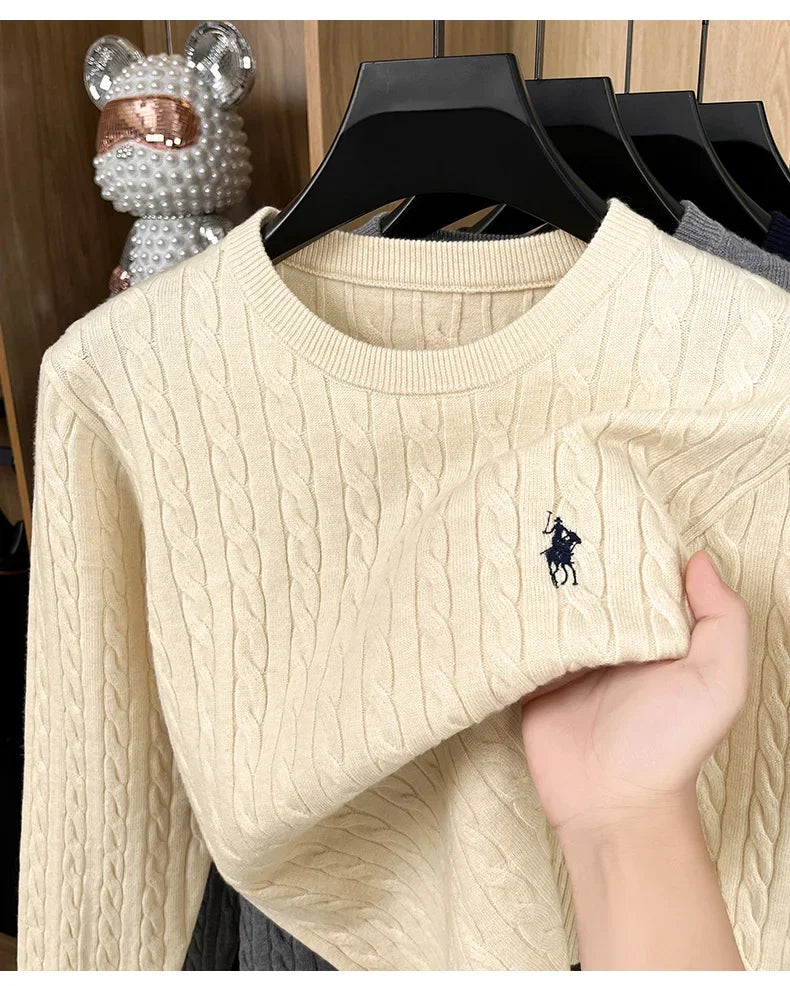 Luxury pony embroidery designer brand sweater men's new fashion unique jacquard comfort Paul casual knitted round neck pullover