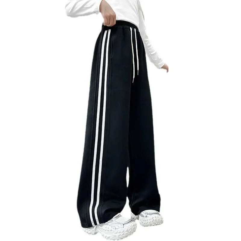 RAISE YOUNG 4-14Y Girls Sweatpant Side Striped Junior Girl Sports Pant Elastic Waist School Girl Straight Pant Dog Print Trouser