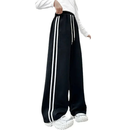 RAISE YOUNG 4-14Y Girls Sweatpant Side Striped Junior Girl Sports Pant Elastic Waist School Girl Straight Pant Dog Print Trouser