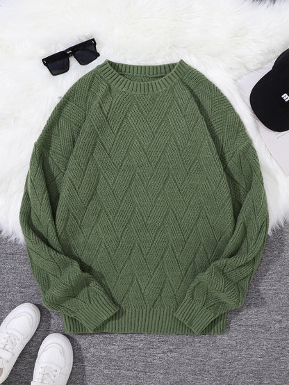 New Japanese-Style Round-Neck Couple's Sweater, Plain Knit, Casual Versatile Trendy Men's Long-Sleeve Sweater Top