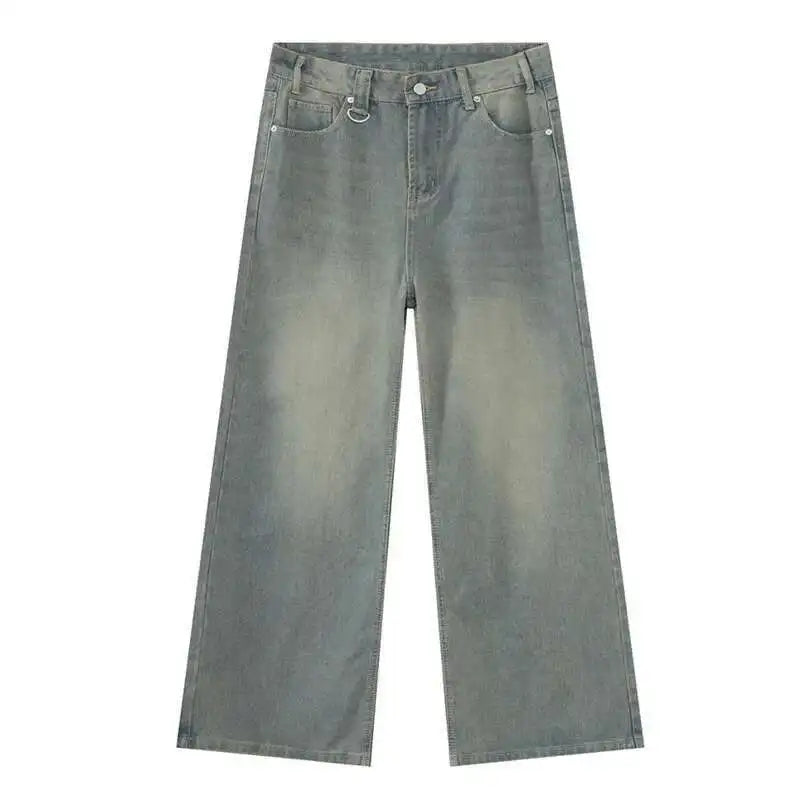 IEFB High Street Men's Denim Pants Camouflage Casaul Straight Bottom Simple Wide Leg Loose Trousers Spring Stylish 2026 9C354