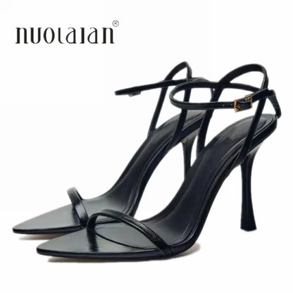 2025 Ankle Strap Women Sandals Summer Fashion Sexy Thin High Heels Gladiator Sandal Shoes Narrow Band Party Dress Pump Shoes