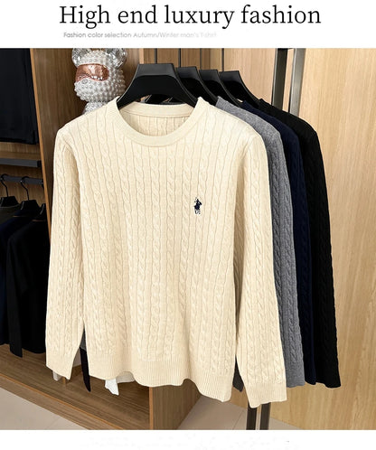 Luxury pony embroidery designer brand sweater men's new fashion unique jacquard comfort Paul casual knitted round neck pullover