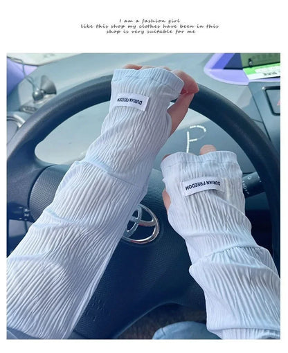 Ice silk sunscreen sleeves, solid color, simple Korean version, driving, cycling, sun shading, UV protection, summer