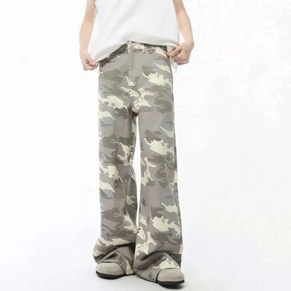 IEFB High Street Men's Denim Pants Camouflage Casaul Straight Bottom Simple Wide Leg Loose Trousers Spring Stylish 2026 9C354