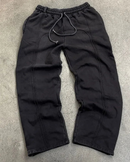 American Harajuku Retro Splicing Oversized Sweatpants Men Personalized Streetwear 2024 High Street Trendy Straight Casual Pants