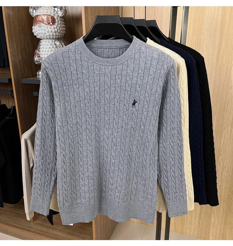 Luxury pony embroidery designer brand sweater men's new fashion unique jacquard comfort Paul casual knitted round neck pullover