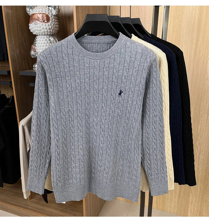 Luxury pony embroidery designer brand sweater men's new fashion unique jacquard comfort Paul casual knitted round neck pullover