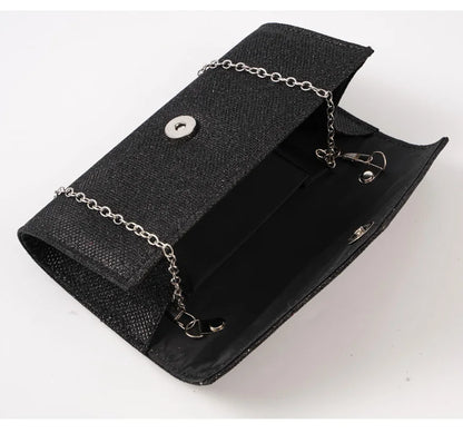 Glitter Envelope Handbag Women Silver Shiny Chain Shoulder Bag Ladies Mini Crossbody Flap Fashion Small Dress Day Clutch