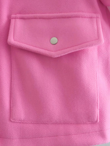 Jackets For Womens Autumn Fashion Solid Front Pockets Button Long Sleeve Jacket Elegant Woman Casual Outerwear Coat
