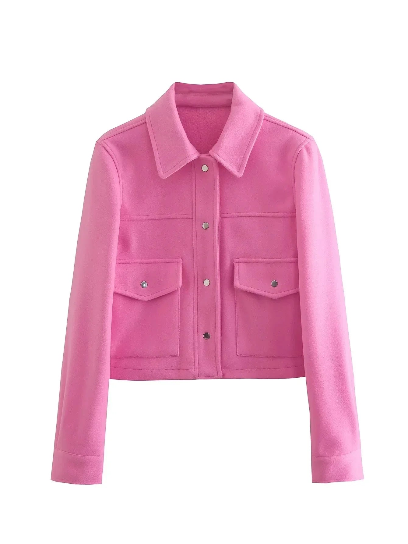 Jackets For Womens Autumn Fashion Solid Front Pockets Button Long Sleeve Jacket Elegant Woman Casual Outerwear Coat