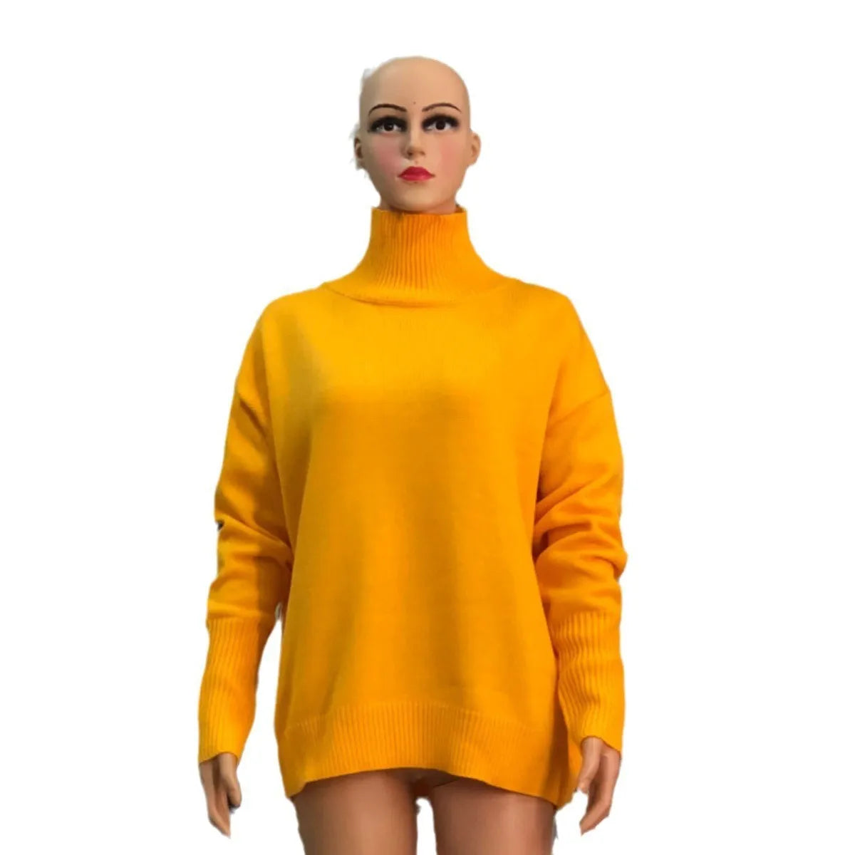 Original Light Luxury O-neck Knit Sweater Autumn And Winter Women's Elegant Loose Mock Neck Solid Color Warm Outerwear Sweater