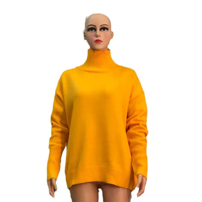 Original Light Luxury O-neck Knit Sweater Autumn And Winter Women's Elegant Loose Mock Neck Solid Color Warm Outerwear Sweater