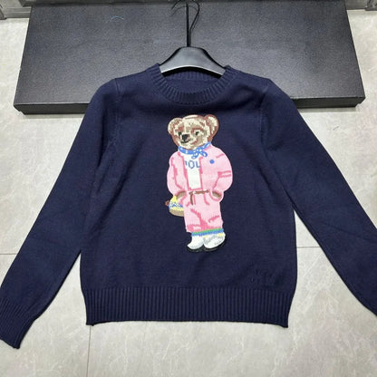 New Arrival European Elegant Bear Design Ladies Knit Sweater Pullover Knitted Tops Knitwear Women Clothes Jumper