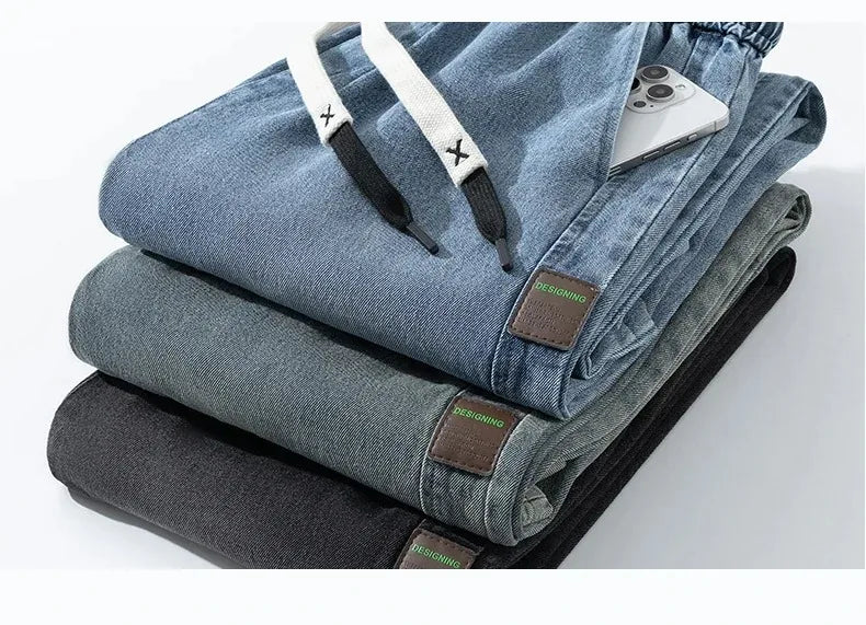 8XL New Wide Leg Washing Jean Pants Men Trousers Neutral Solid Color Loose Casual Straight Outdoor Fashion Plus Size Pants