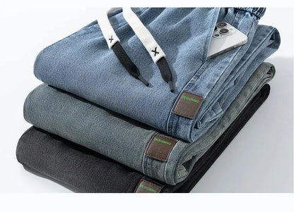 8XL New Wide Leg Washing Jean Pants Men Trousers Neutral Solid Color Loose Casual Straight Outdoor Fashion Plus Size Pants