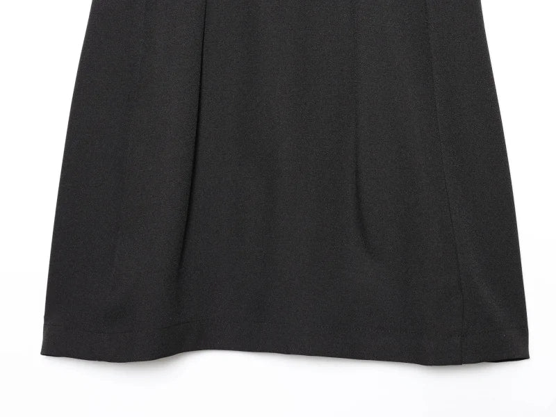 ETJ2025 summer new  women's ZW series elegant simple classic puffy round neck sleeveless waist short dress