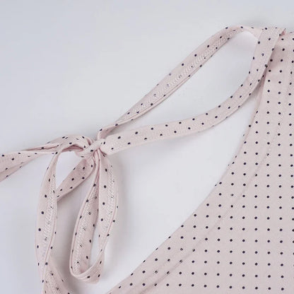 Fashion Polka Dot Prints Slim Fit Folds Women T-Shirts Sweet Cute Chic Design One-Shoulder Summer Shirts