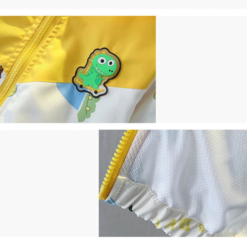New Spring Autumn Green Yellow Thin style Children Costume Boys Coats Jacket Girls Hooded Coat Kids Outwear Boy Clothing
