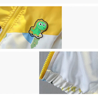 New Spring Autumn Green Yellow Thin style Children Costume Boys Coats Jacket Girls Hooded Coat Kids Outwear Boy Clothing