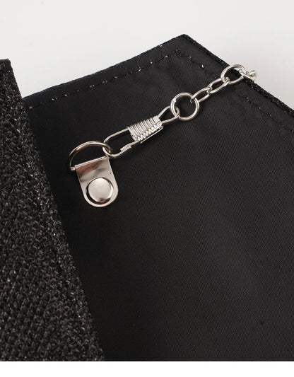 Glitter Envelope Handbag Women Silver Shiny Chain Shoulder Bag Ladies Mini Crossbody Flap Fashion Small Dress Day Clutch