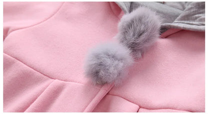 Baby Girls Jacket in Spring Rabbit Ears Coat Children Clothes Outerwear Autumn Kids Warm Cotton Dress Jacket Infant Girl Coat