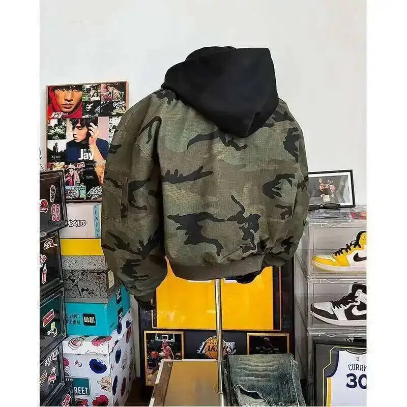 PFHQ Camouflage Men's Hooded Jacket 2025 Spring Autumn New High Street Long Sleeve Korean Style Fashion Casual Male Tops 21E2824