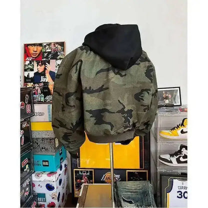 PFHQ Camouflage Men's Hooded Jacket 2025 Spring Autumn New High Street Long Sleeve Korean Style Fashion Casual Male Tops 21E2824