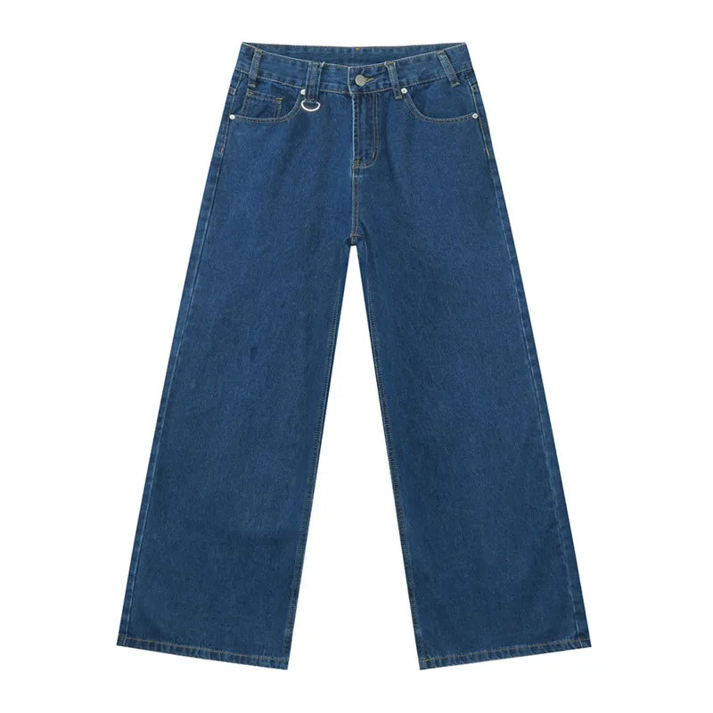 IEFB Vintage Camouflage Men's Jeans Fashion Washed Casual Wide Leg Denim Pants Autumn Winter Loose Male Trousers Old Blue 9C354