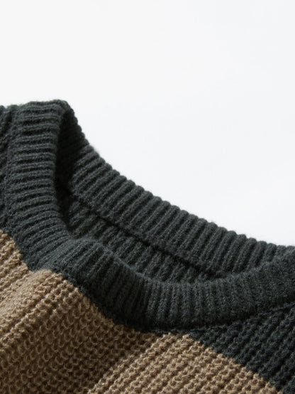 New Loose Bottoming Sweater Casual Versatile Striped Pullover Men's Round Neck Sweater