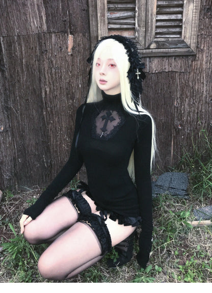 Genayooa Y2k Vintage T Shirt Women Hollow Out Tops Butterfly Patchwork Japanese 2000s Retro Grunge Tops Aesthetic Tshirts Gothic