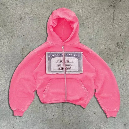 Zipper Hoodie Women Street Y2K New Punk American Hip Hop Joker Pattern 2025 Fleece Padded Sweatshirt Unisex Casual Hoodie