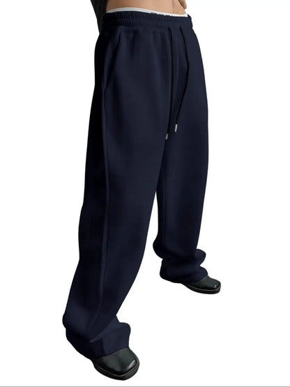 2025 men's wide leg sweatpants, European and American men's and women's sweatpants, waist drawstring straight leg loose casual s