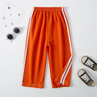 Children's Summer And Autumn Basic Versatile Solid Color Wide Leg Pants For Girls Casual Straight Leg Pants For Boys Sports Pant
