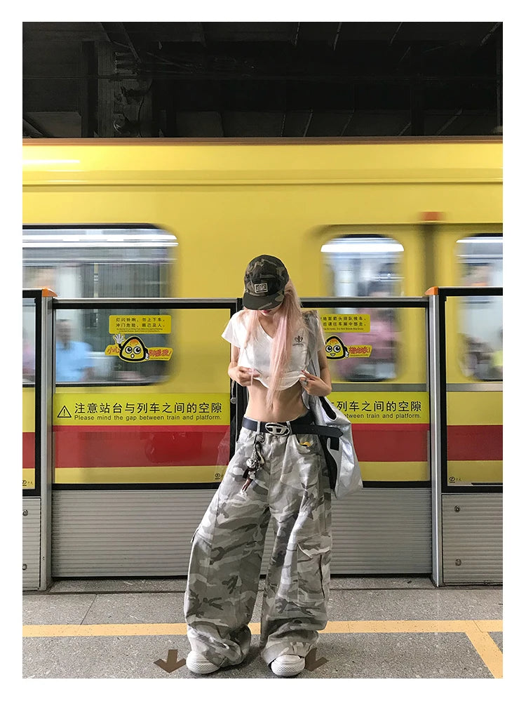 Y2K Men Pants Harajuku Vintage Camouflage Pattern Baggy Casual Sweatpants Hip Hop Gothic Men Women Wide Leg Trousers Streetwear