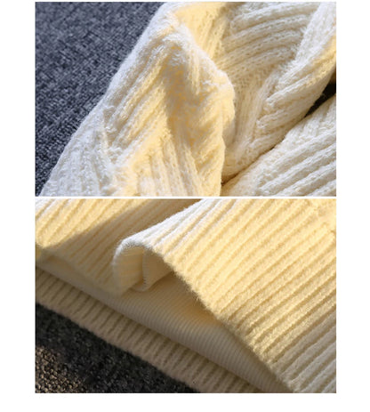 Knit Sweater Men Cable Pullover New Autumn Winter Diamond Pattern Loose Fit Solid Fashion Casual Streetwear Crew Neck Sweaters