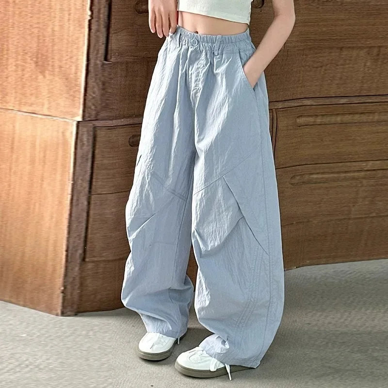 RAISE Summer Children Girls Trousers 3-14Yrs Kids Girls Suspenders Long Pants Thin Casual Versatile Juniot Girls Overalls Pants