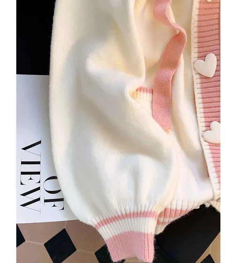 Cute Sweet Cardigan Sweaters Women Lazy Wind White Knitted Coats Long Sleeve Loose Female Japan Kawaii Elegant Hooded Tops
