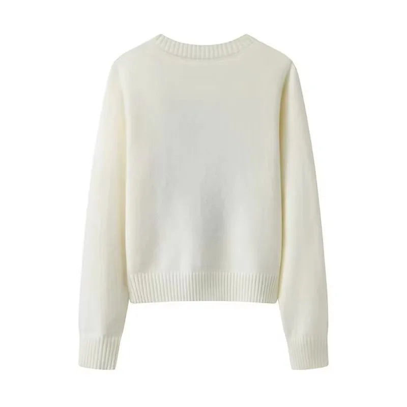 Crochet Bear Knit Sweater Pullover Women Jacquard Knitwear 2026 Autumn Winter Tops Coat Luxury Designer Brand Women Clothin