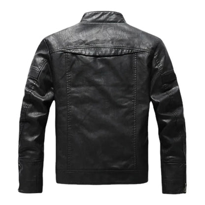 Coat Male vintage Casual Motor Biker Faux Leather Jacket Men Motorcycle Slim Fleece Jackets Autumn Winter Fashion Leather Jacket